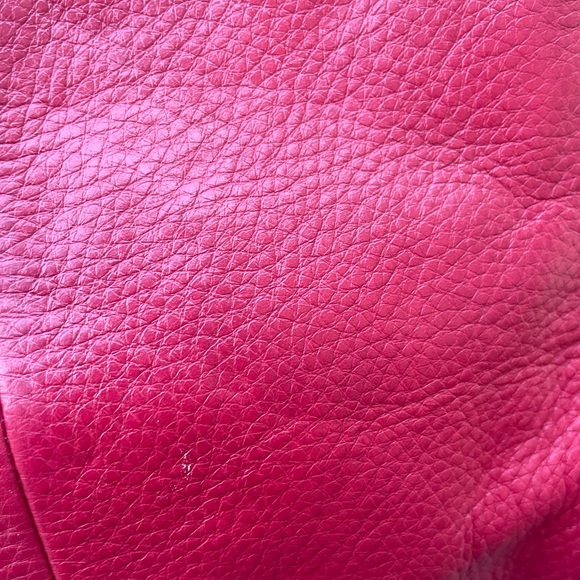 Coach Red Satchel with Textured Leather and Gold Clasp - Picture 12 of 16